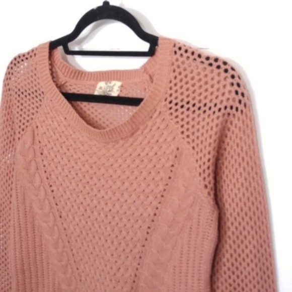 Hippie Rose Sweater Boho Open Knit Dusty Rose - Picture 7 of 9